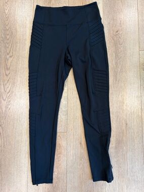 Athleta Delancey Moto Tight Leggings Women’s Medium Black Zip Ankle